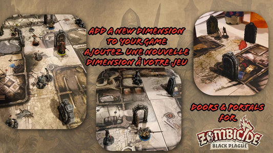 5 Doors + 5 Spawn Portals Set for Zombicide Black Plague – Lot de 5 Portes + 5 Portails de Spawn Compatible Zombicide Black Plague - 3Dpaint Game