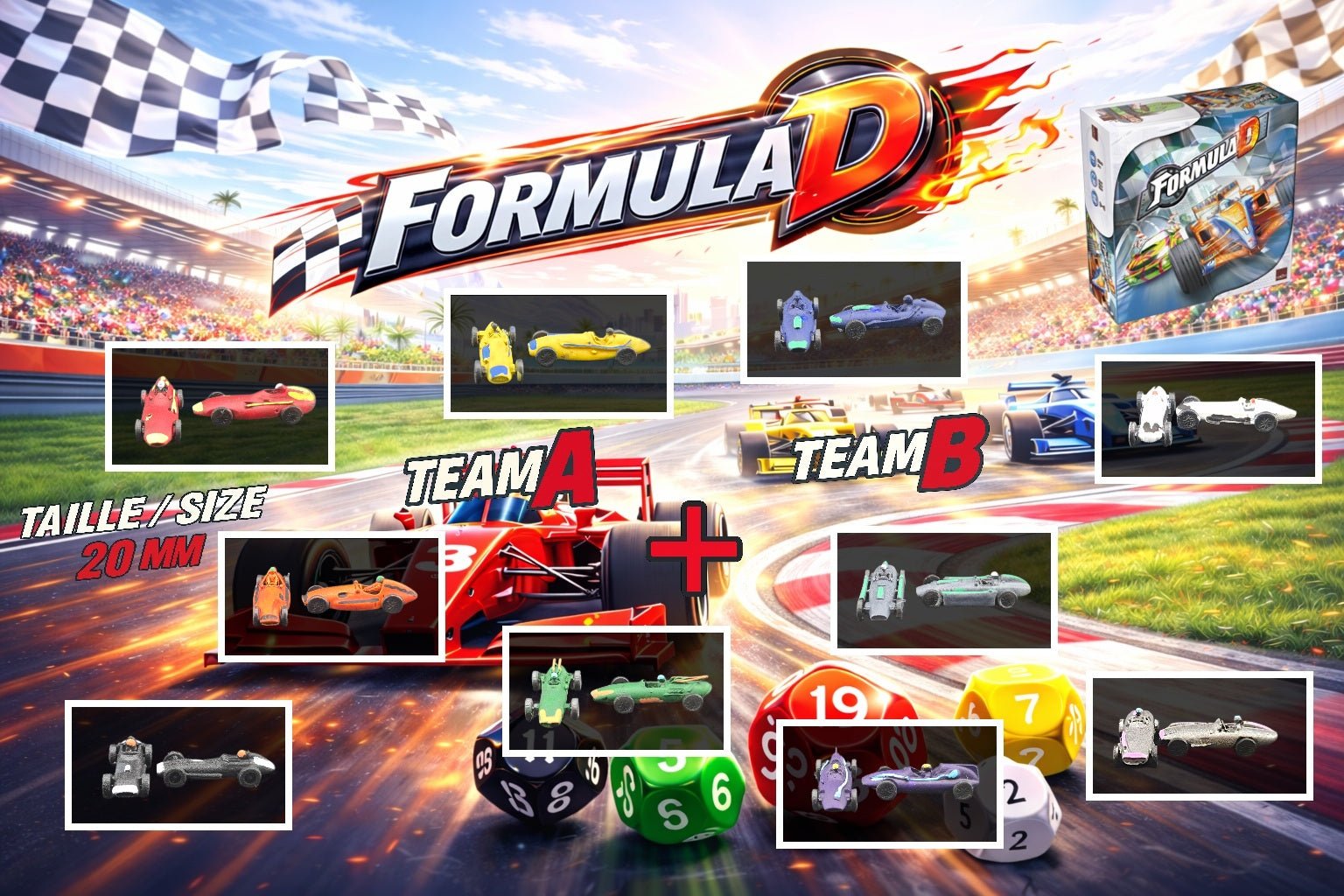 10 Voitures F1 miniatures personnalisées pour Formula D Année 1950 - 1960 