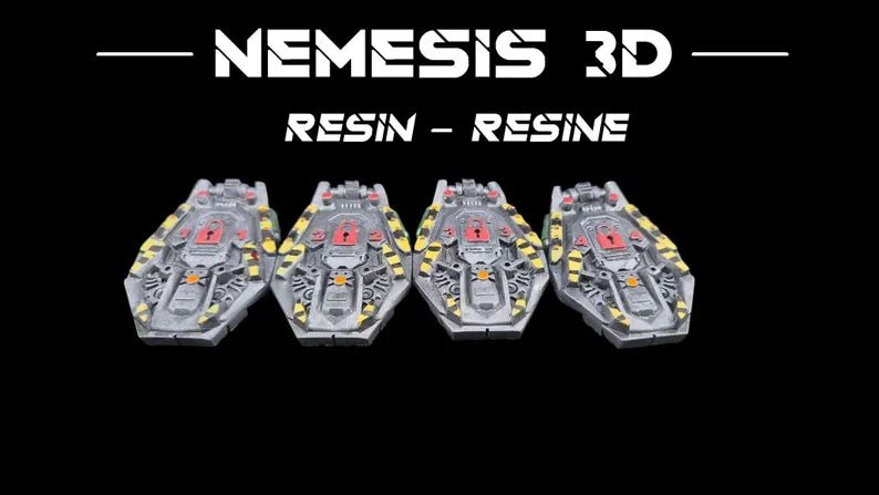 Set de quatre capsules de sauvetage numérotées en résine peinte 3D pour le jeu Nemesis
