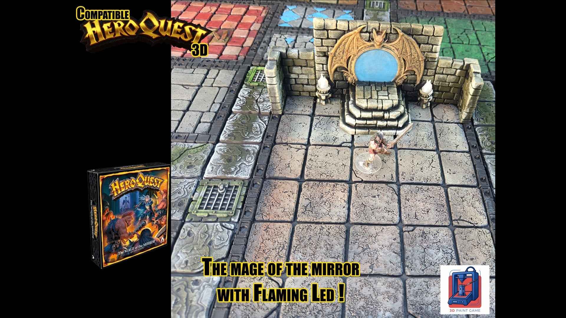 Décor 3D « Le Mage du Miroir » — Compatible HeroQuest avec torches LED