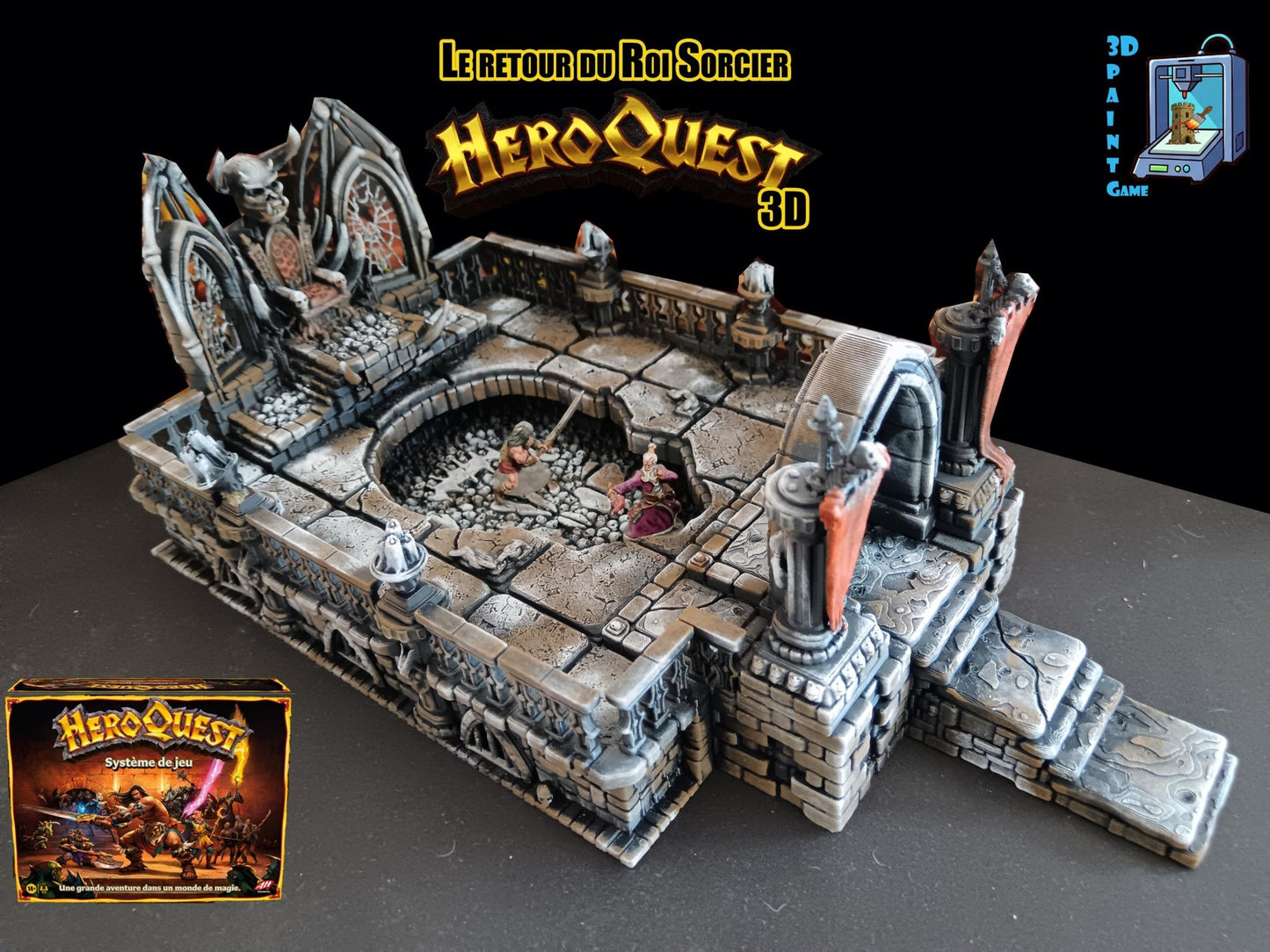 Extension HeroQuest 3D peinte – Le Retour du Roi Sorcier – Salle imprimée et peinte à la main