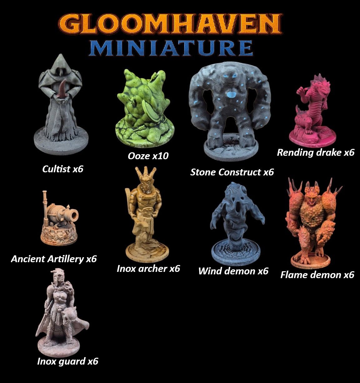 Gloomhaven 3D figurine miniatures - 3Dpaint Game