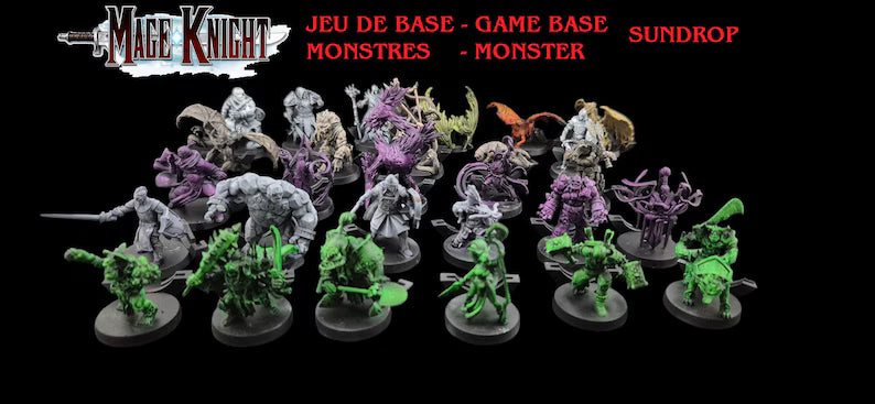 Set de 73 figurines pour Mage Knight – Remplace les jetons carton – peinte à la main – 73 custom painted miniatures for Mage Knight - 3Dpaint Game