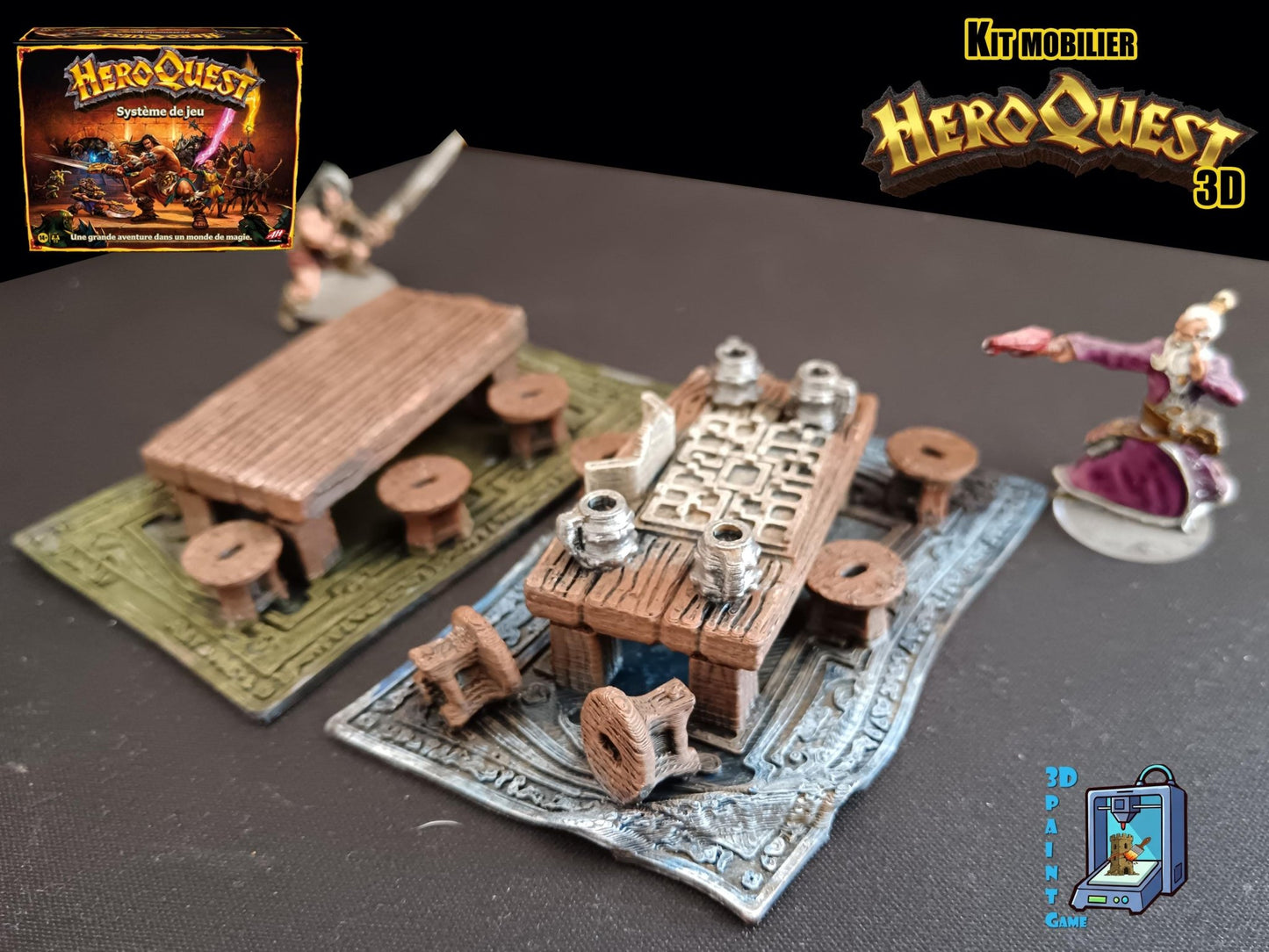 Kit mobilier HeroQuest 3D – Objets 3D imprimés & peints à la main – Décors complets pour donjon (Copie) - 3Dpaint Game