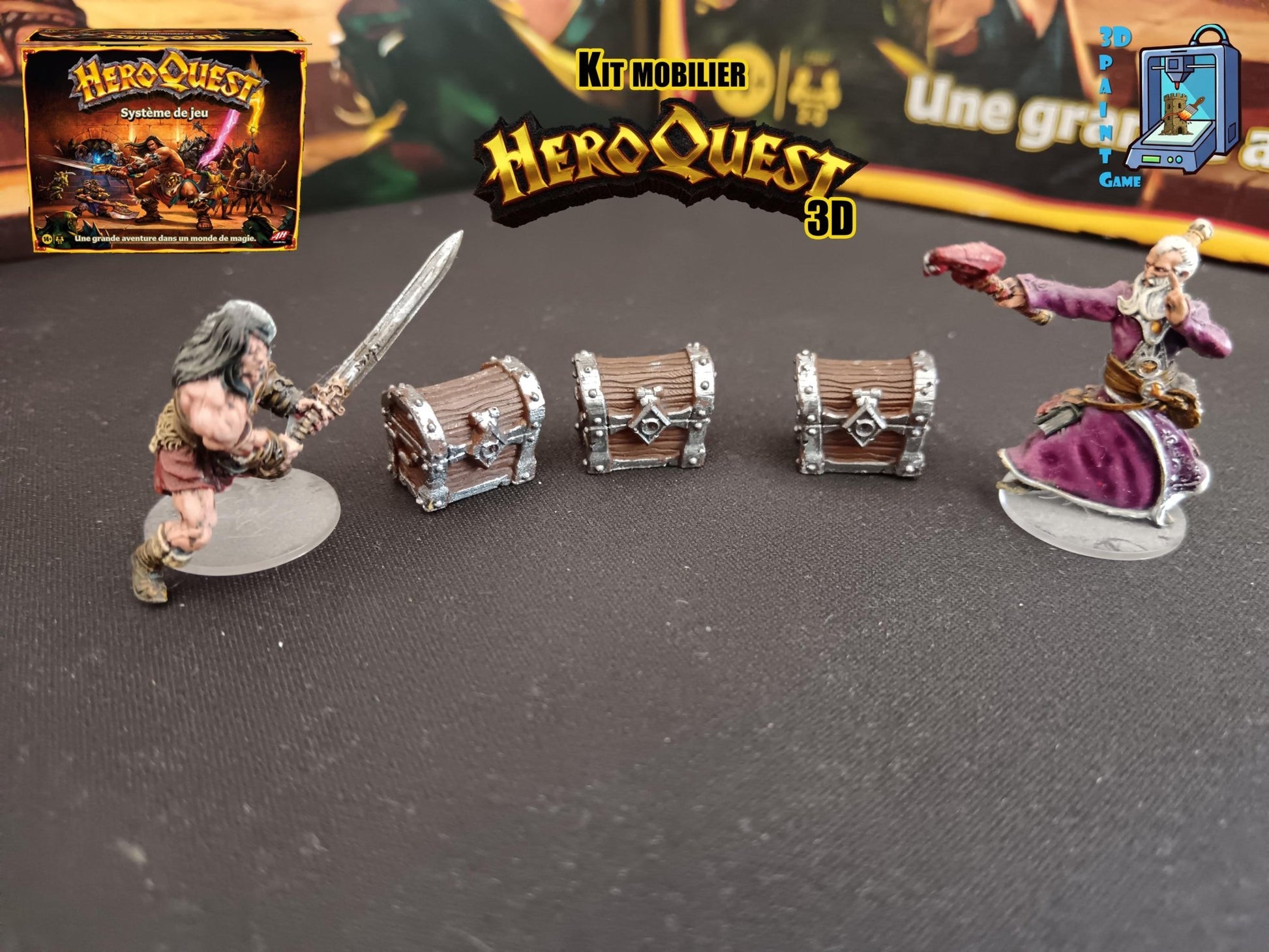 Kit mobilier HeroQuest 3D – Objets 3D imprimés & peints à la main – Décors complets pour donjon (Copie) - 3Dpaint Game