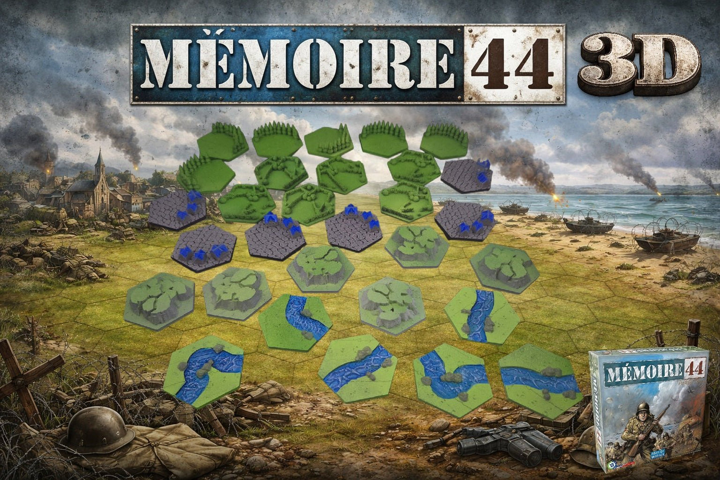 Memoire 44 3D – Kit complet de tuiles 3D ( 88 tuiles ) - 3Dpaint Game