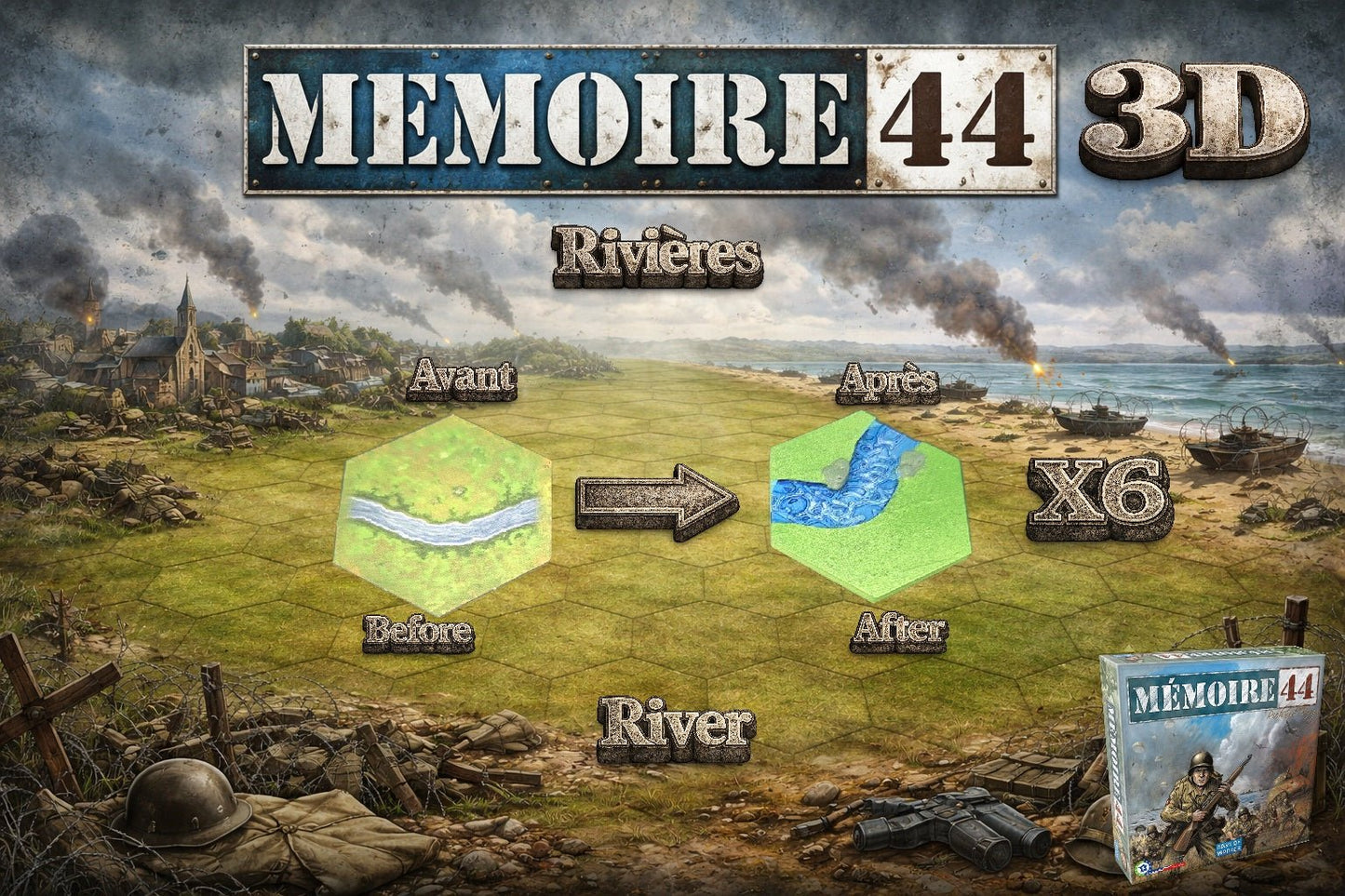Memoire 44 3D – Kit complet de tuiles 3D ( 88 tuiles ) - 3Dpaint Game
