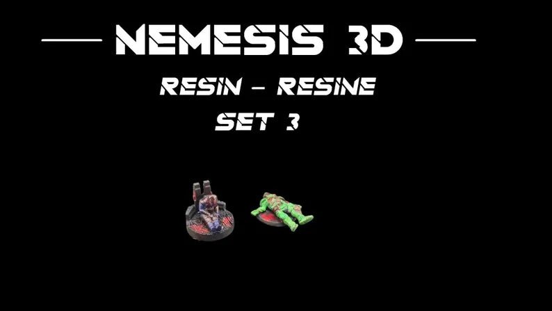 Ensemble de décors 3D pour Nemesis comprenant portes, œufs d'intruths, capsules de survie et ordinateurs
