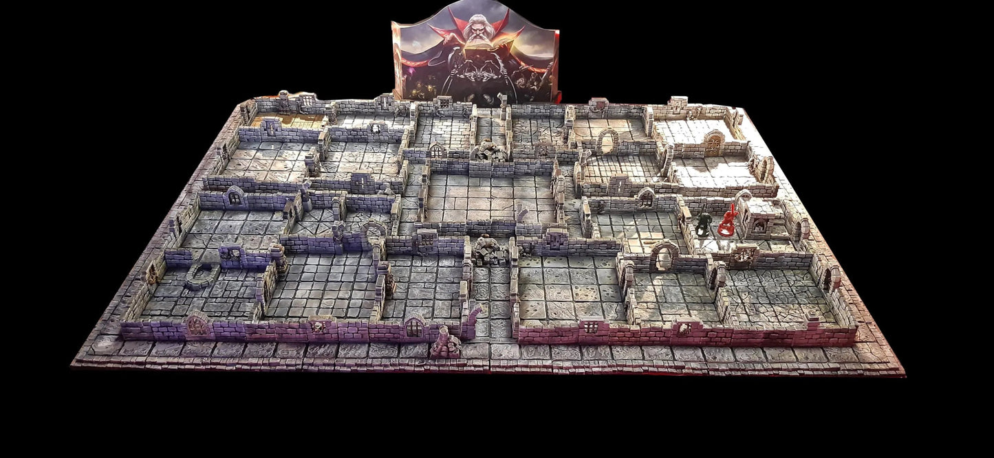 Plateau HeroQuest 3D imprimé et peint à la main avec murs magnétiques et portes– Accessoire HEROQUEST – Compatible figurines 28/30 mm - 3Dpaint Game