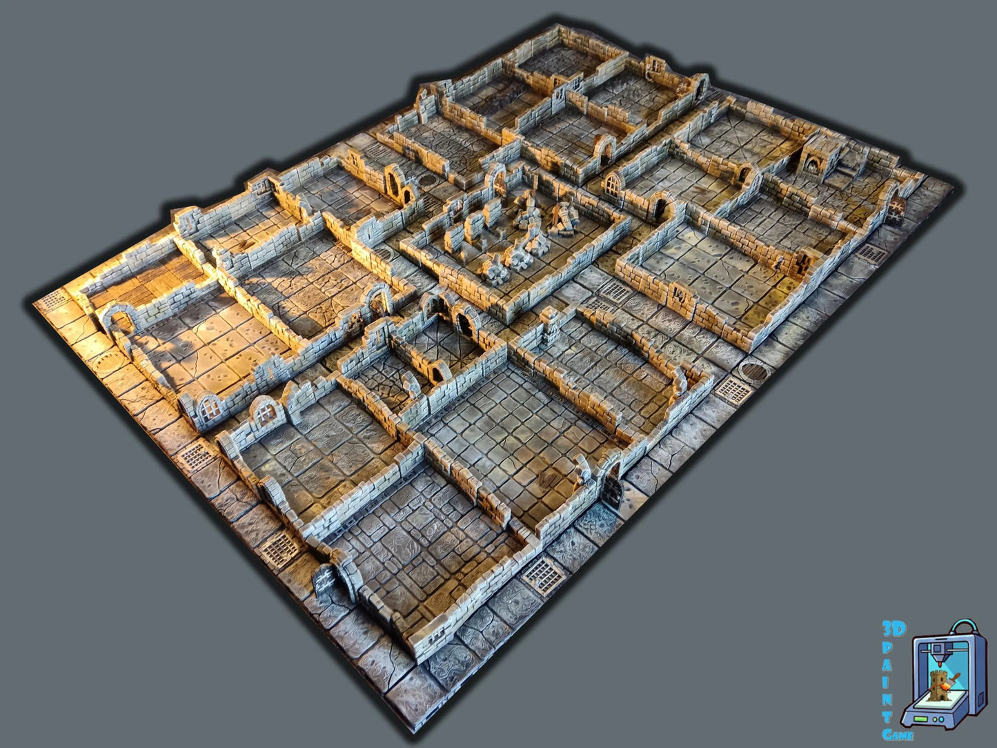 Plateau HeroQuest 3D imprimé et peint à la main avec murs magnétiques et portes– Accessoire HEROQUEST – Compatible figurines 28/30 mm - 3Dpaint Game