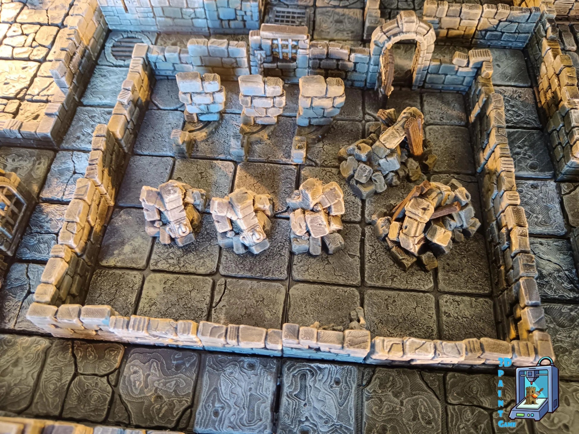 Plateau HeroQuest 3D imprimé et peint à la main avec murs magnétiques et portes– Accessoire HEROQUEST – Compatible figurines 28/30 mm - 3Dpaint Game