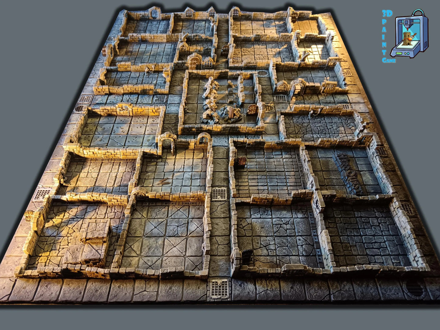 Plateau HeroQuest 3D imprimé et peint à la main avec murs magnétiques et portes– Accessoire HEROQUEST – Compatible figurines 28/30 mm - 3Dpaint Game