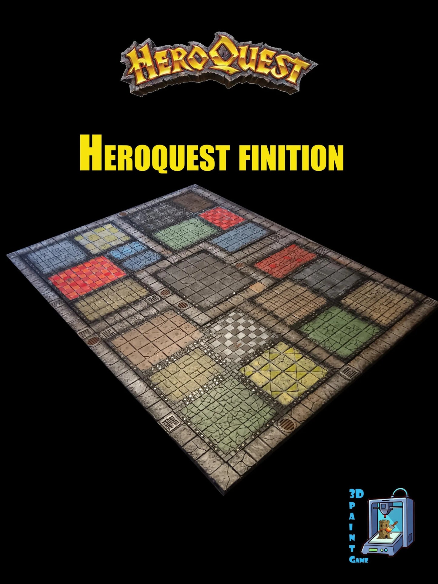 Plateau HeroQuest 3D imprimé et peint à la main avec murs magnétiques et portes– Accessoire HEROQUEST – Compatible figurines 28/30 mm - 3Dpaint Game
