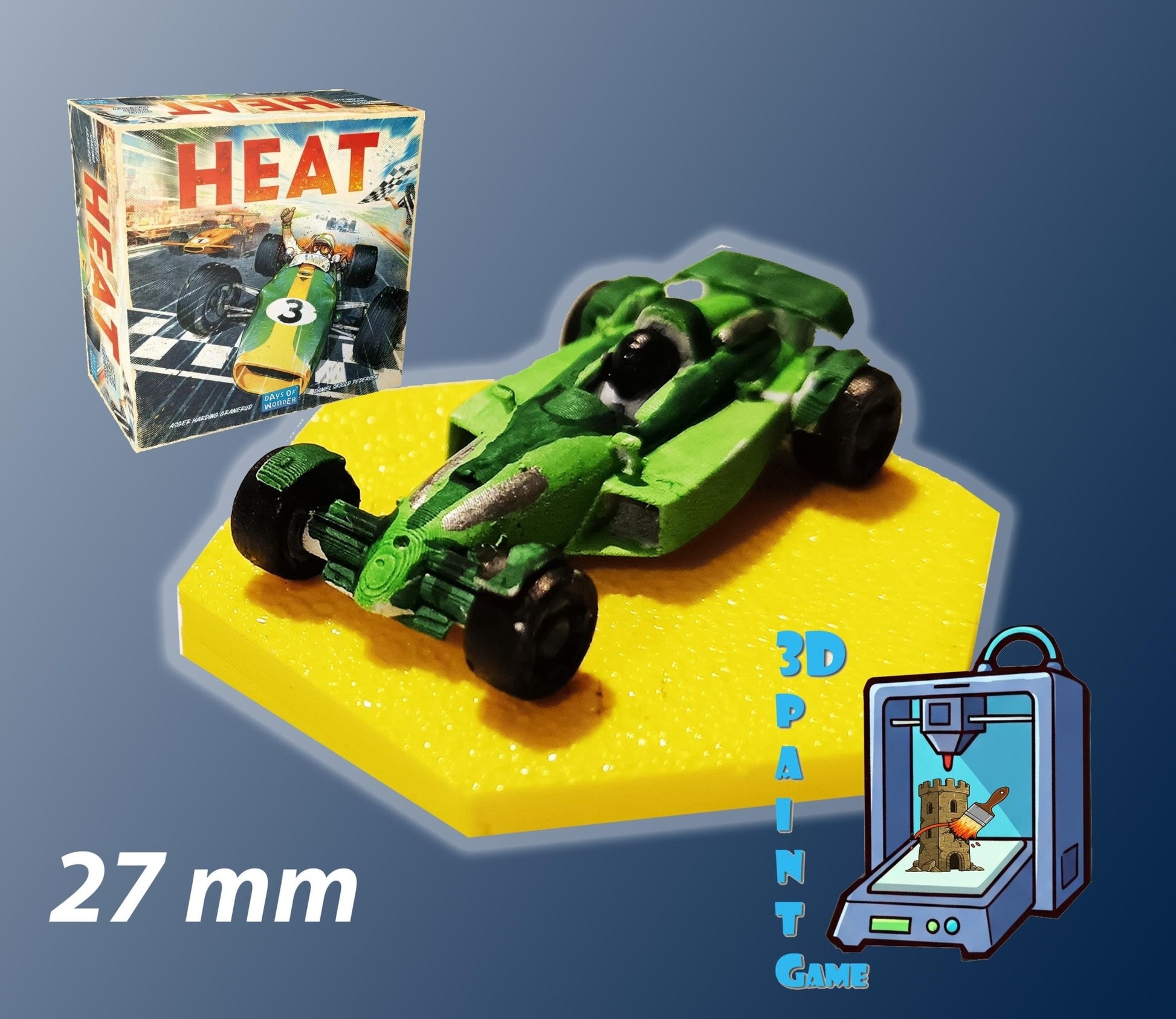 Set 8 voitures F1 pour Heat: Pedal to the Metal – Miniatures imprimées 3D peintes à la main – Accessoire jeu de société / board game - 3Dpaint Game
