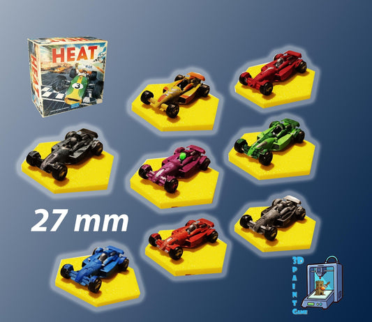 Set 8 voitures F1 pour Heat: Pedal to the Metal – Miniatures imprimées 3D peintes à la main – Accessoire jeu de société / board game - 3Dpaint Game