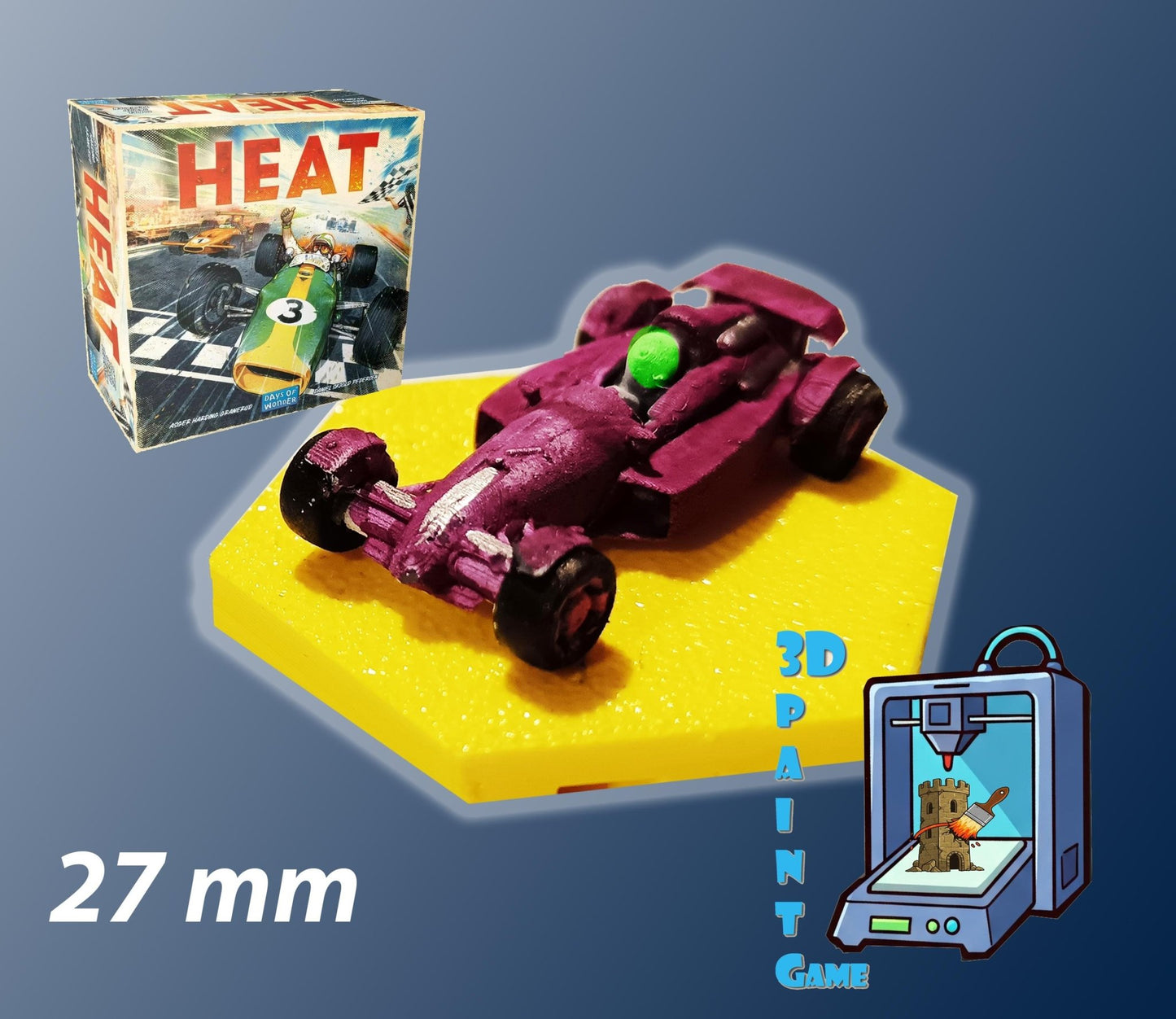 Set 8 voitures F1 pour Heat: Pedal to the Metal – Miniatures imprimées 3D peintes à la main – Accessoire jeu de société / board game - 3Dpaint Game