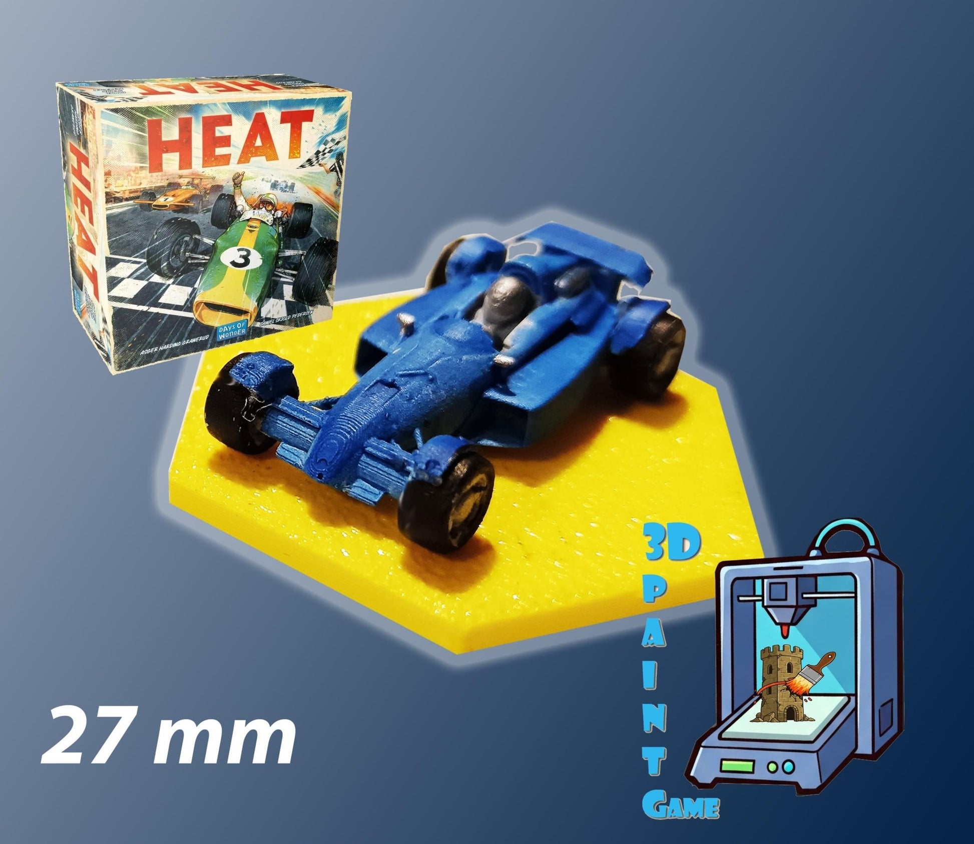 Set 8 voitures F1 pour Heat: Pedal to the Metal – Miniatures imprimées 3D peintes à la main – Accessoire jeu de société / board game - 3Dpaint Game
