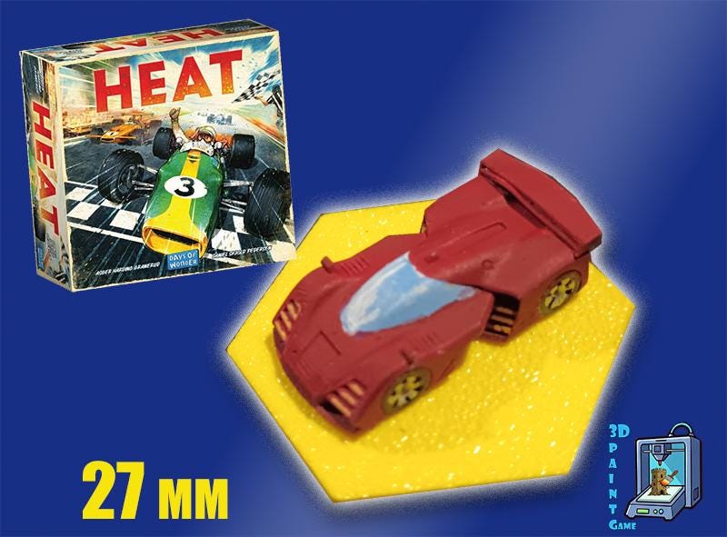 Set 8 voitures F1 pour Heat: Pedal to the Metal – Miniatures imprimées 3D peintes à la main – Accessoire jeu de société / board game - 3Dpaint Game