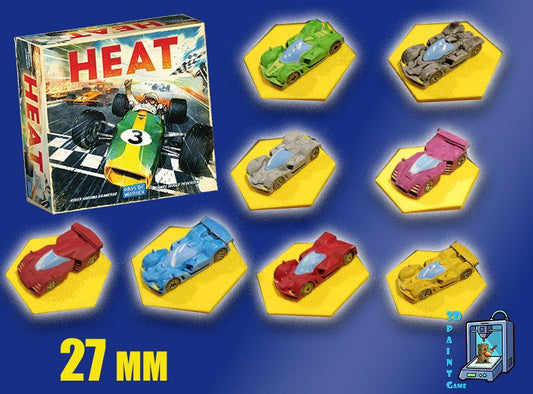 Set 8 voitures F1 pour Heat: Pedal to the Metal – Miniatures imprimées 3D peintes à la main – Accessoire jeu de société / board game - 3Dpaint Game