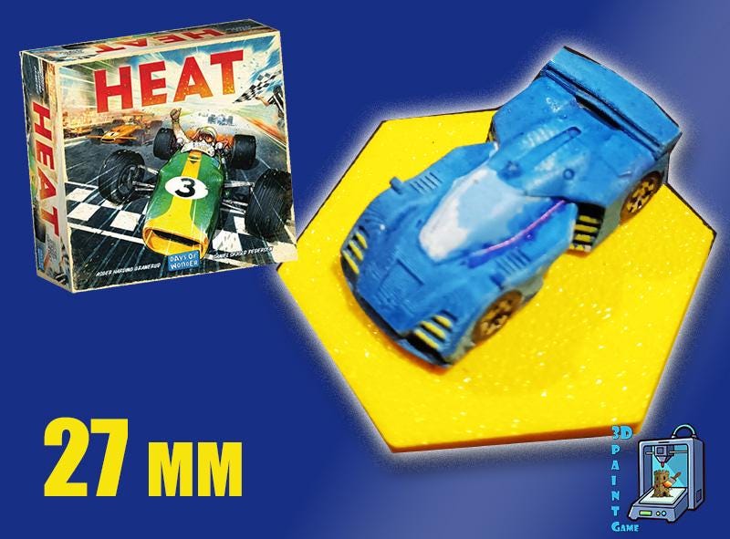 Set 8 voitures F1 pour Heat: Pedal to the Metal – Miniatures imprimées 3D peintes à la main – Accessoire jeu de société / board game - 3Dpaint Game