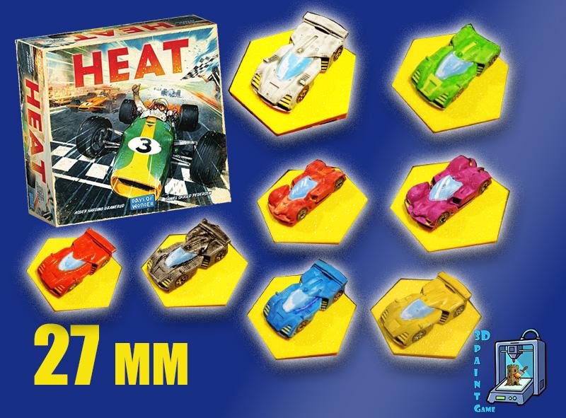 Set 8 voitures F1 pour Heat: Pedal to the Metal – Miniatures imprimées 3D peintes à la main – Accessoire jeu de société / board game - 3Dpaint Game