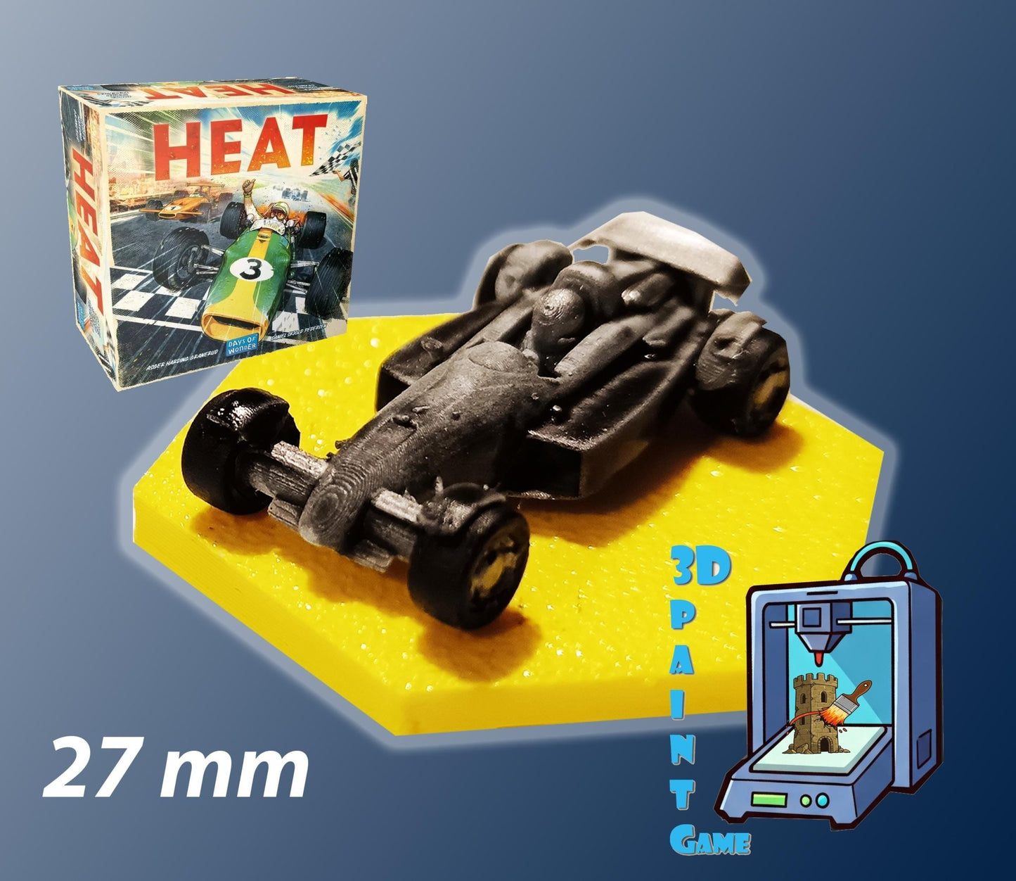 Set 8 voitures F1 pour Heat: Pedal to the Metal – Miniatures imprimées 3D peintes à la main – Accessoire jeu de société / board game - 3Dpaint Game