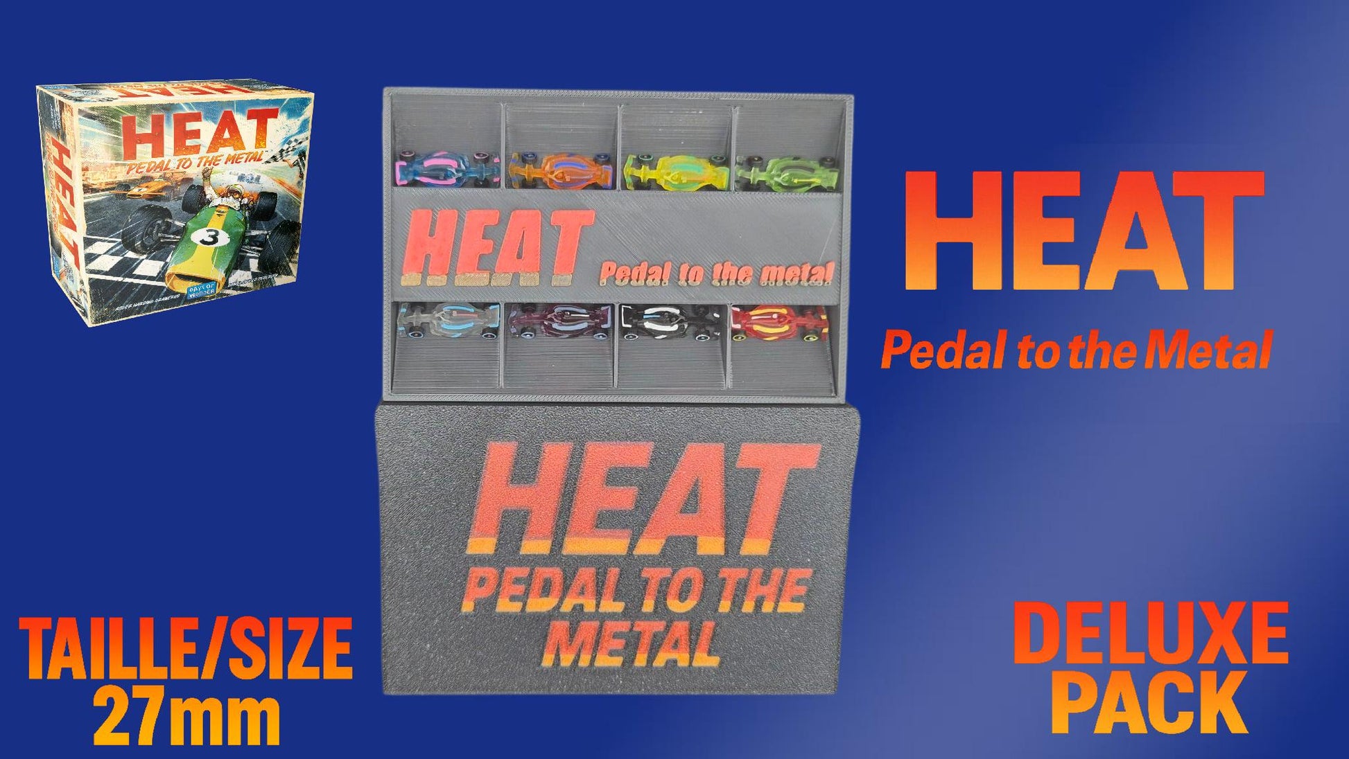 Set 9 voitures F1 2024 pour Heat: Pedal to the Metal –Miniatures imprimées 3D en resine transparente année 2024– Accessoire jeu de société - 3Dpaint Game