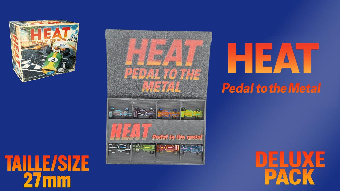 Set 9 voitures F1 pour Heat: Pedal to the Metal –Miniatures imprimées 3D en resine transparente année 1994– Accessoire jeu de société - 3Dpaint Game