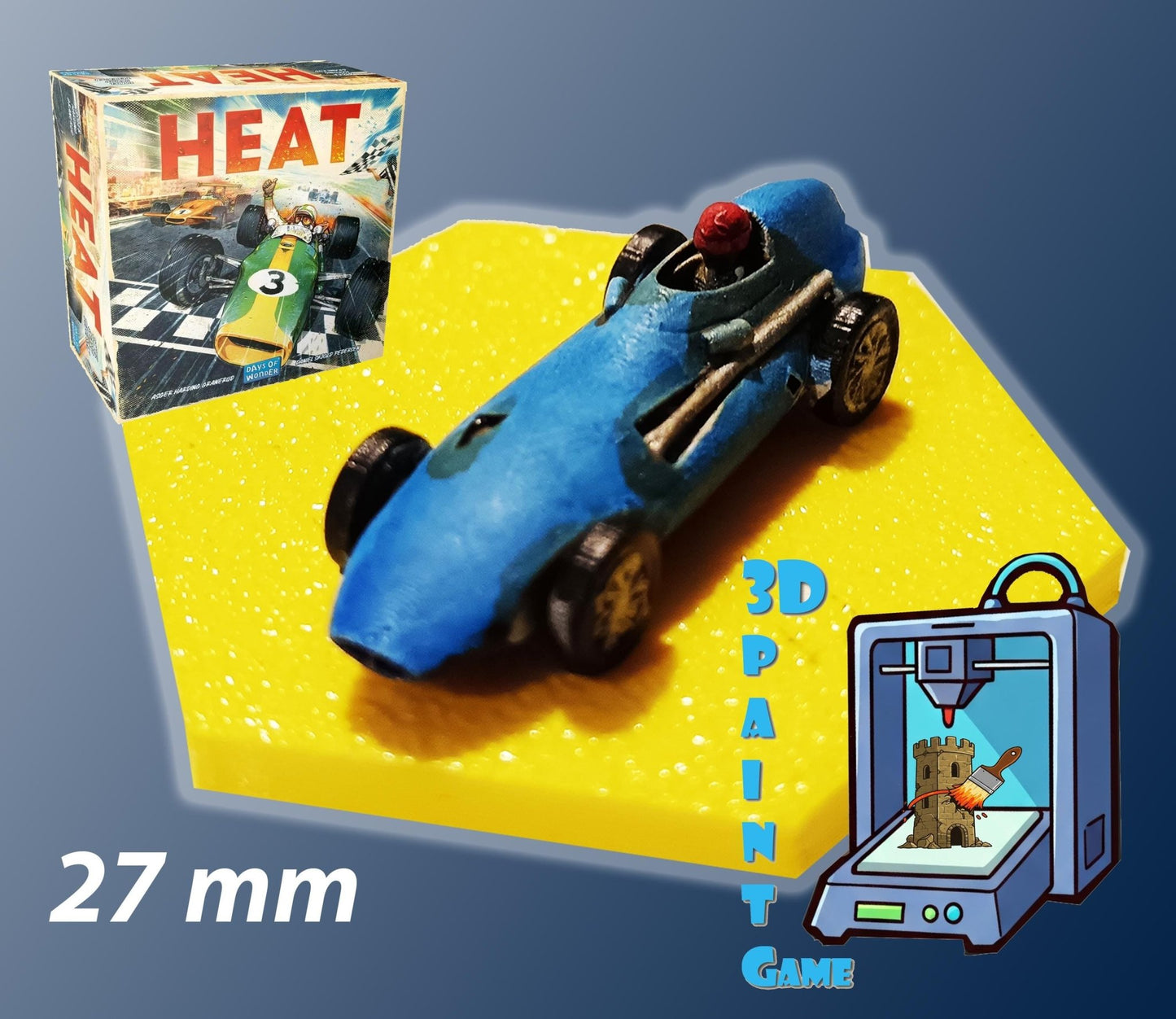 Set 9 voitures F1 pour Heat: Pedal to the Metal – Miniatures imprimées 3D peintes à la main – Accessoire jeu de société / board game - 3Dpaint Game