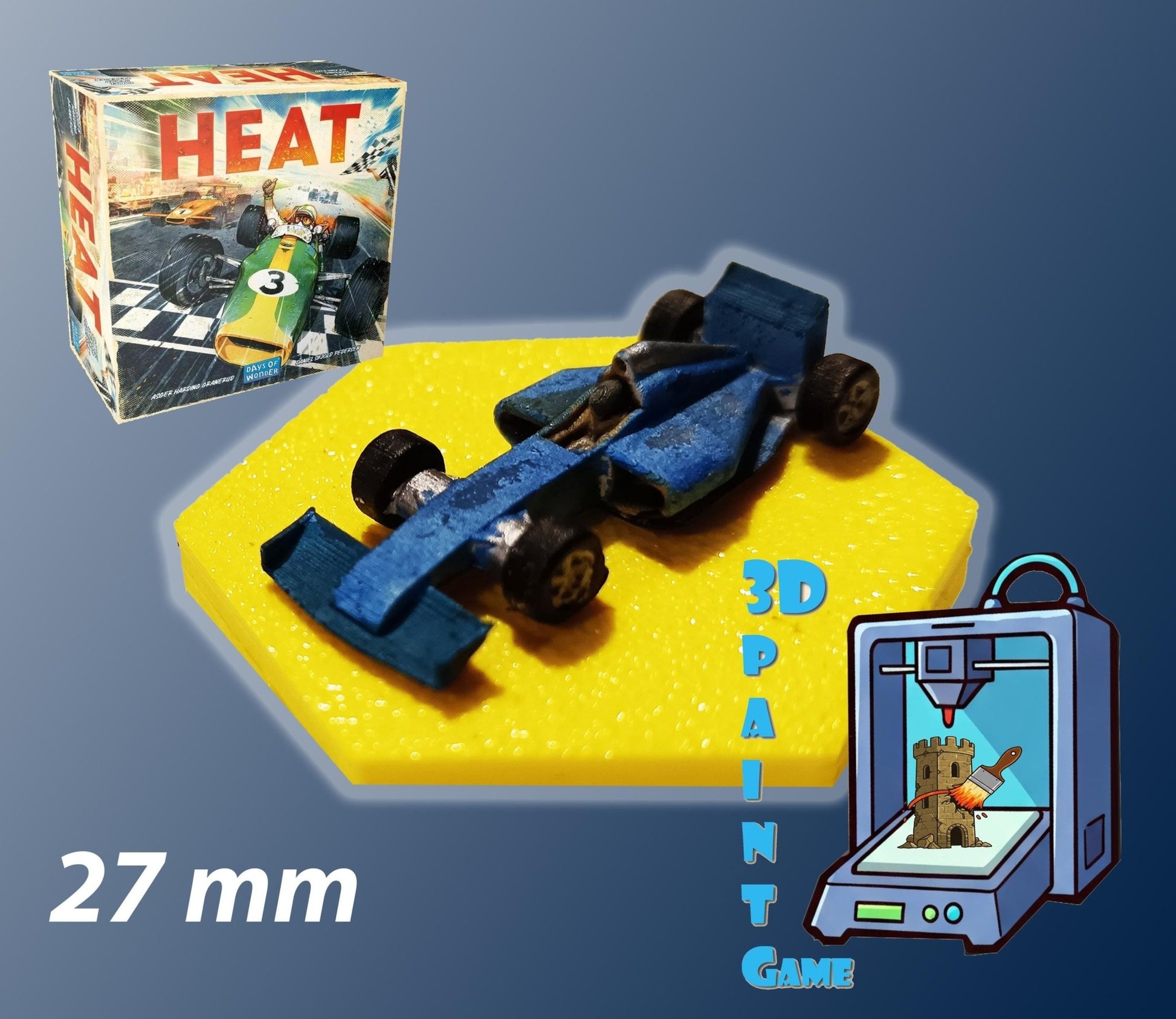 Set 9 voitures F1 pour Heat: Pedal to the Metal – Miniatures imprimées 3D peintes à la main – Accessoire jeu de société / board game - 3Dpaint Game