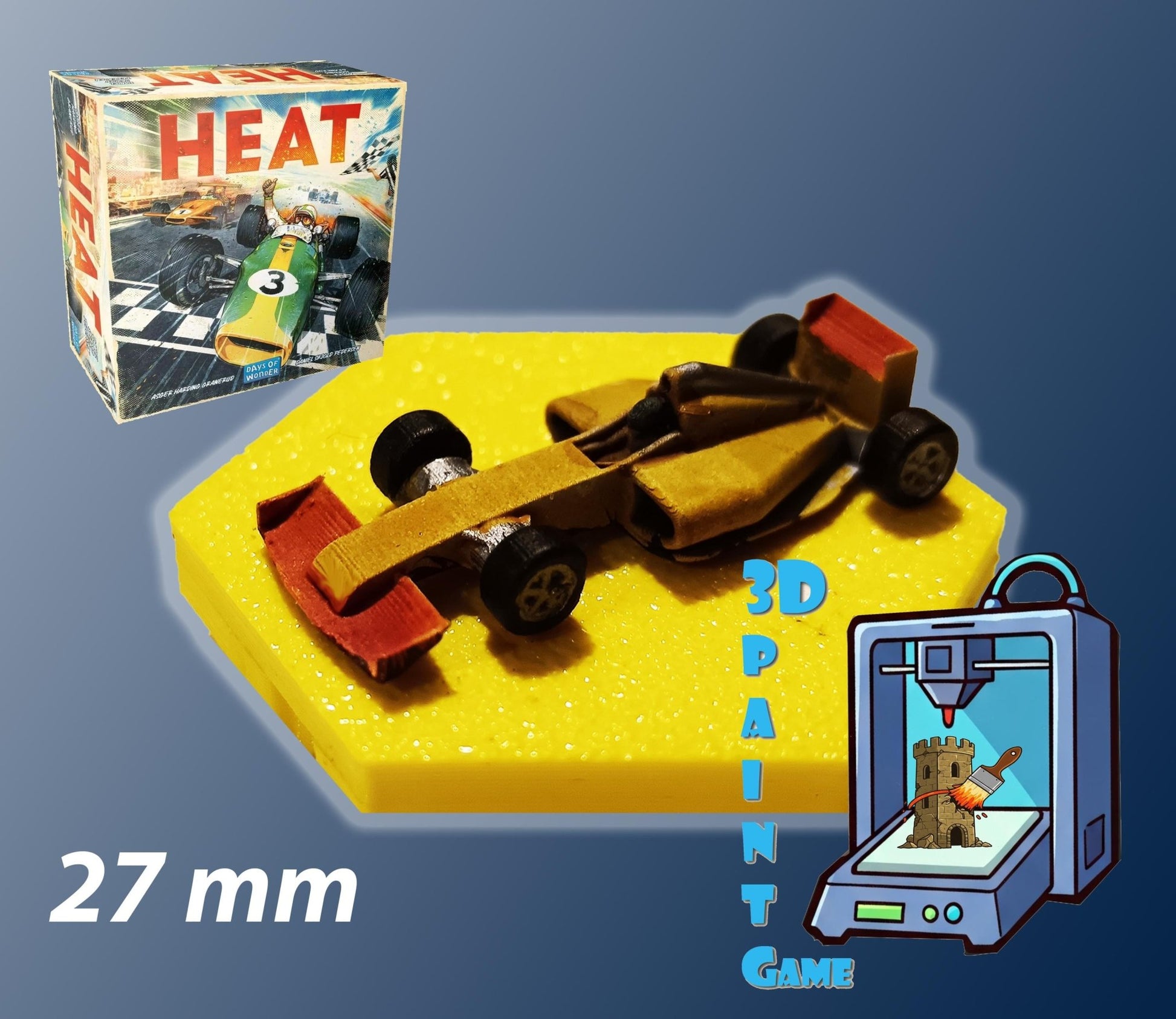 Set 9 voitures F1 pour Heat: Pedal to the Metal – Miniatures imprimées 3D peintes à la main – Accessoire jeu de société / board game - 3Dpaint Game