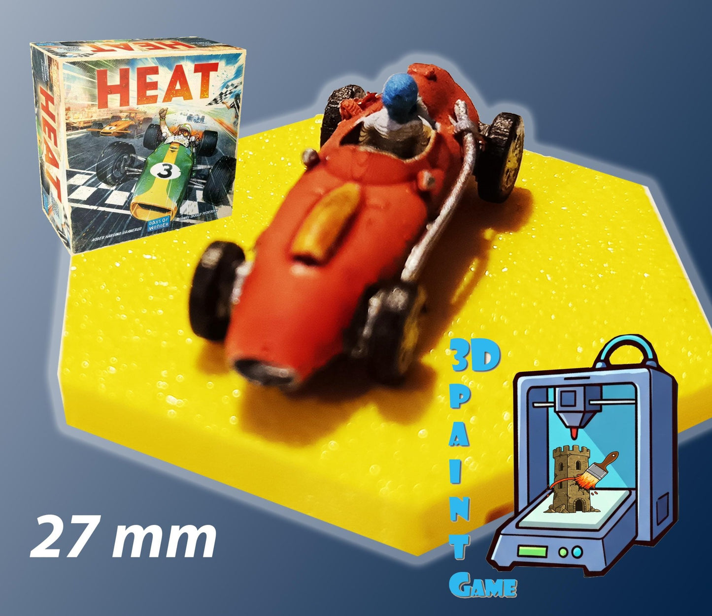 Set 9 voitures F1 pour Heat: Pedal to the Metal – Miniatures imprimées 3D peintes à la main – Accessoire jeu de société / board game - 3Dpaint Game