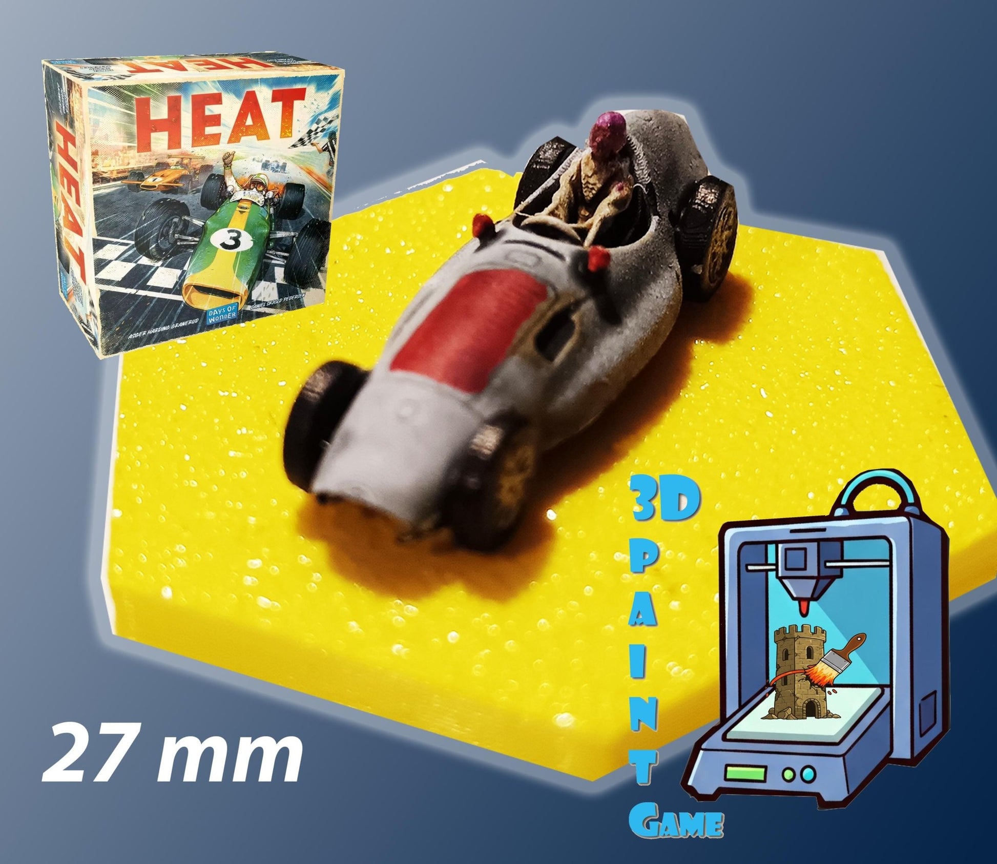 Set 9 voitures F1 pour Heat: Pedal to the Metal – Miniatures imprimées 3D peintes à la main – Accessoire jeu de société / board game - 3Dpaint Game