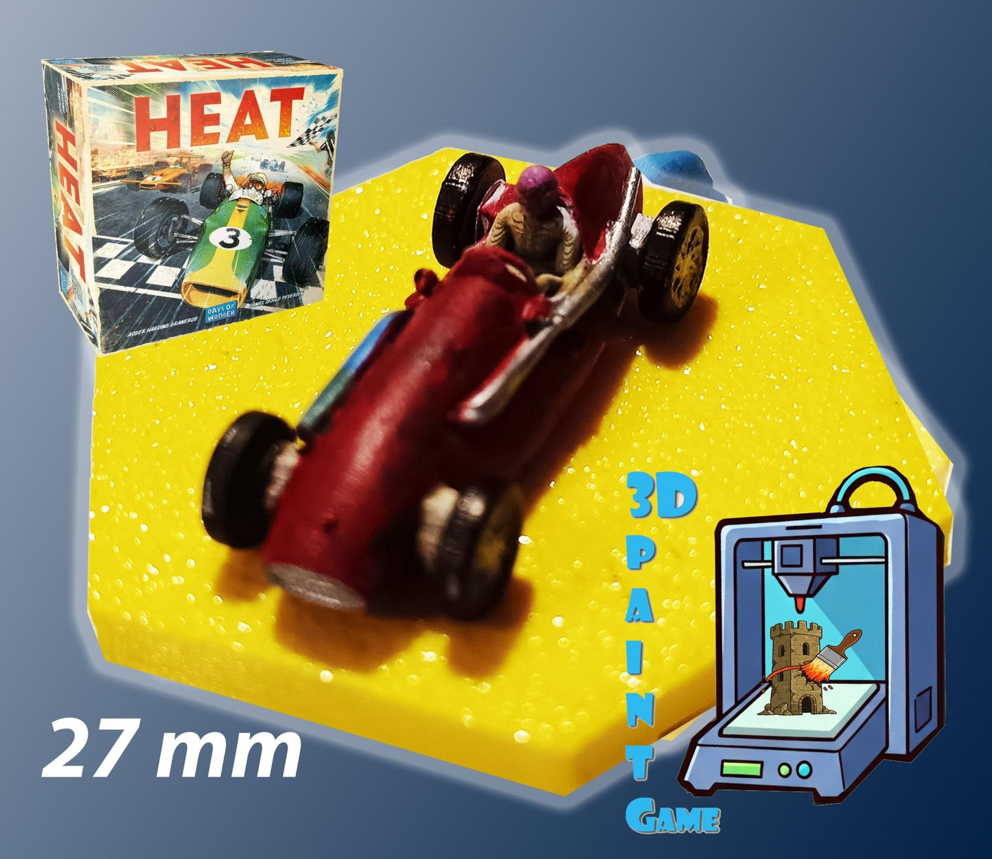 Set 9 voitures F1 pour Heat: Pedal to the Metal – Miniatures imprimées 3D peintes à la main – Accessoire jeu de société / board game - 3Dpaint Game